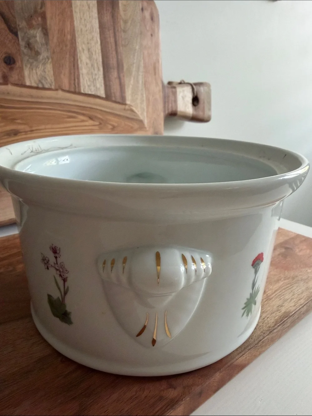 Vintage Louis Lourioux Porcelain Casserole Dish Le Faune Line Wild Flower No Lid